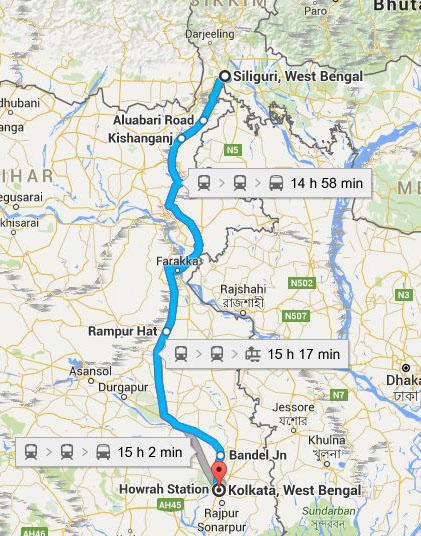MAP Kolkata-Siliguri